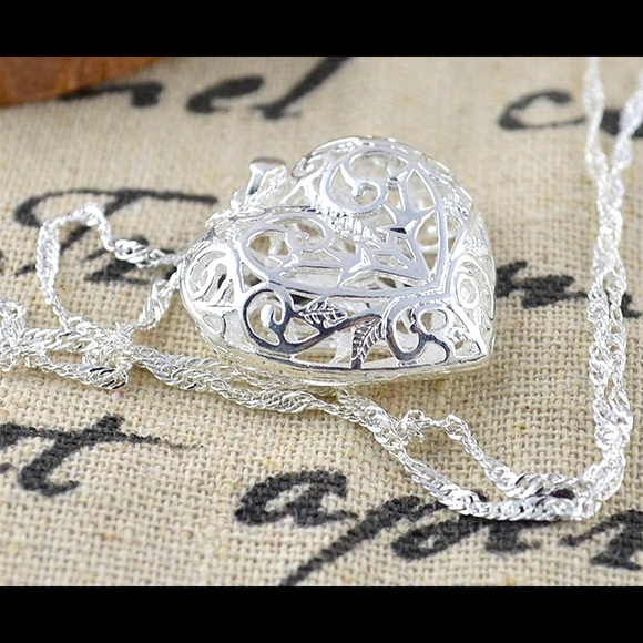 Jewelry - 20” Stamped 925 Sterling Silver Heart Pendant Necklace!